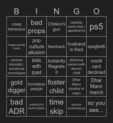 Unofficial Dhar Mann Bingo Card