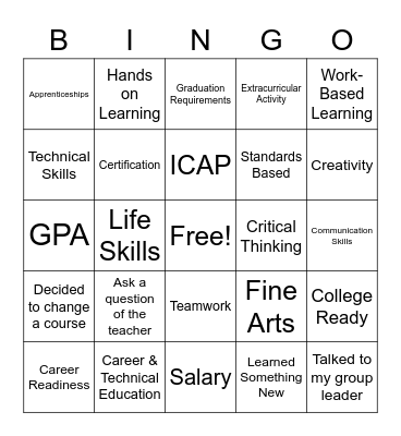 ELECTIVE EXPLORATORY DAY Bingo Card