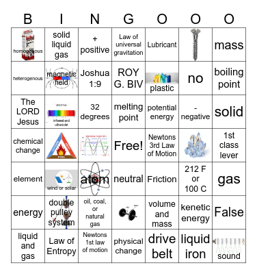 Chemistry and Physics Bingo Card