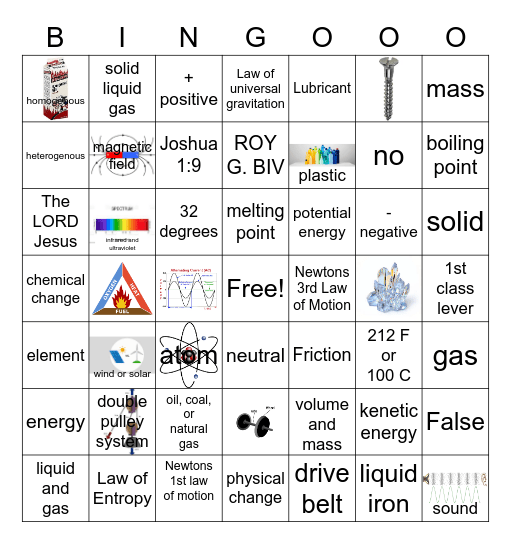 Chemistry and Physics Bingo Card