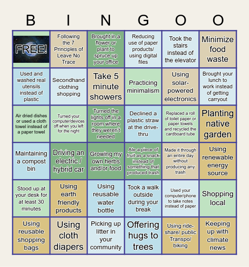 EARTH DAY Bingo Card