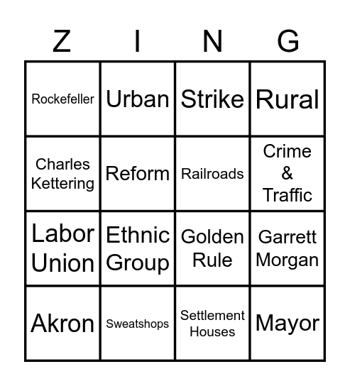 Chapter 8 & 9 Bingo Card