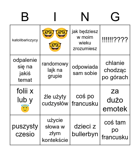 Wiedźmin bingo Card