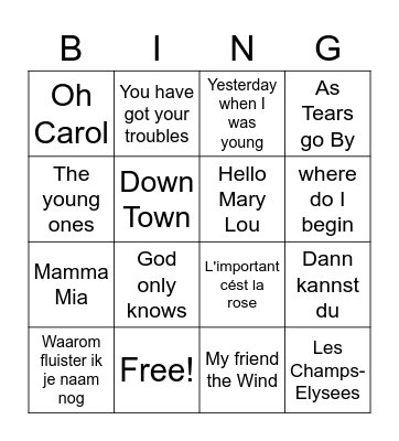 Back to the 80's Bingo Card