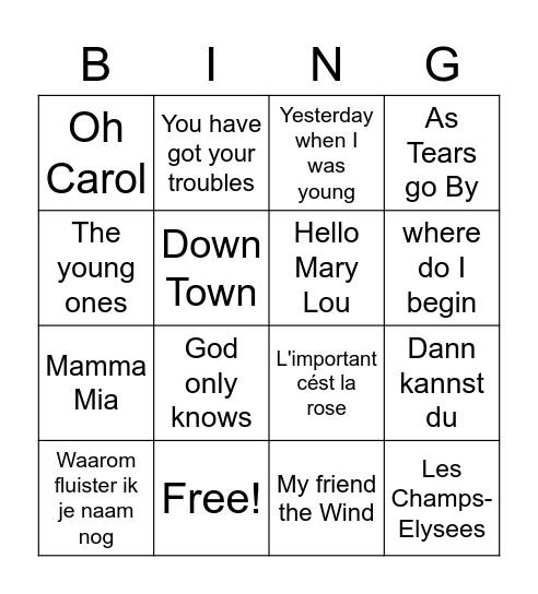 Back to the 80's Bingo Card