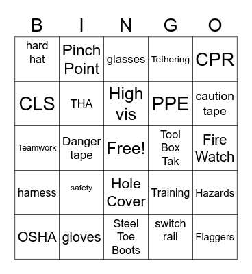 Lawson House Safety Bingo Card