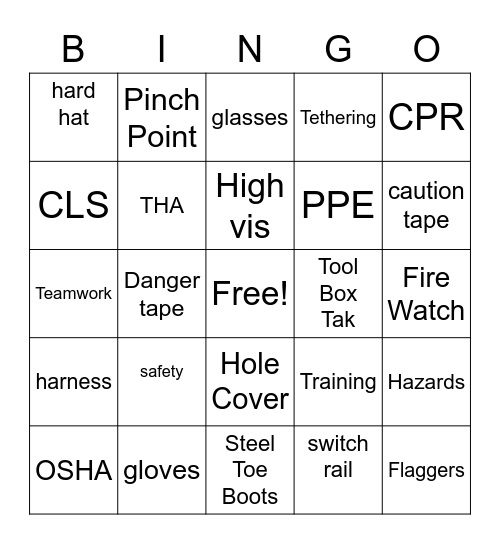 Lawson House Safety Bingo Card