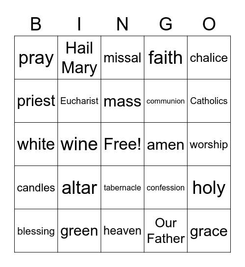 FIRST COMMUNION Bingo Card