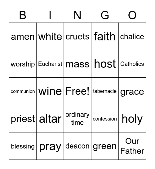 FIRST COMMUNION Bingo Card