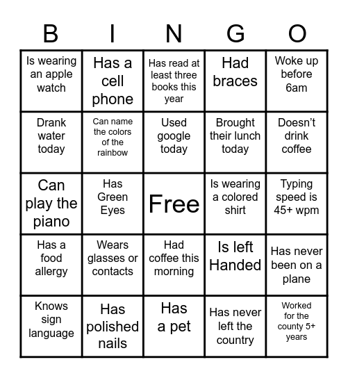 TEAM BUILDING Bingo Card