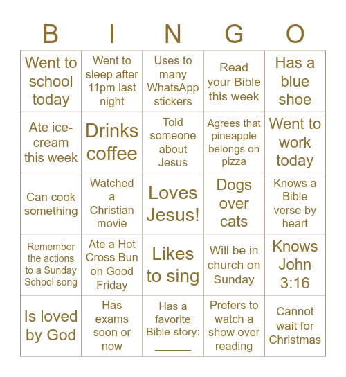 Get-to-know-you Bingo Card