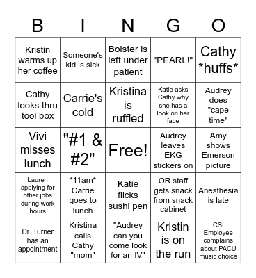 Staff Bingo Card