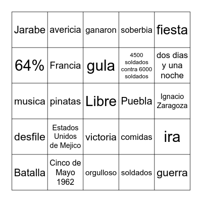 Cinco de Mayo Loteria Bingo Card