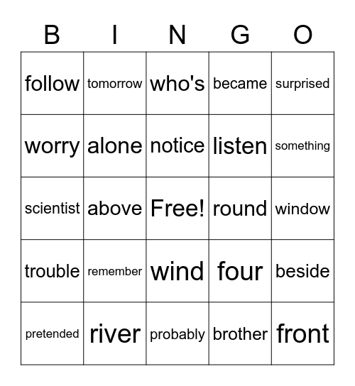 2nd Grade Block 6 Bingo Card