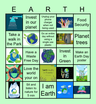 Earth Day 2023 Bingo Card