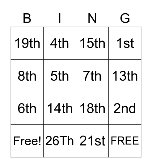 Constitutional Amendments Bingo Card