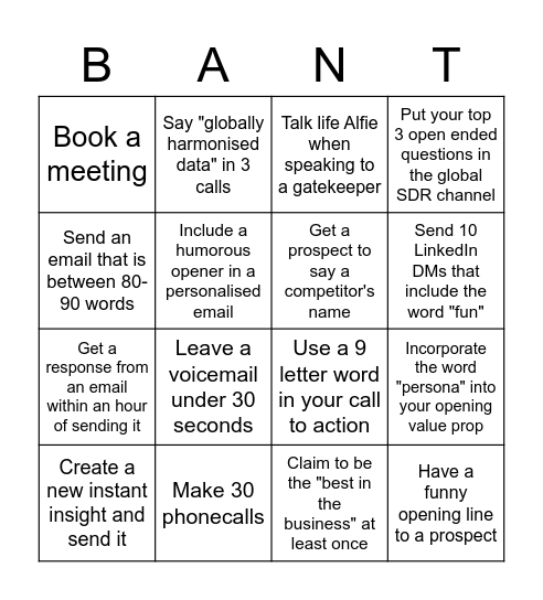 SDR BINGO Card