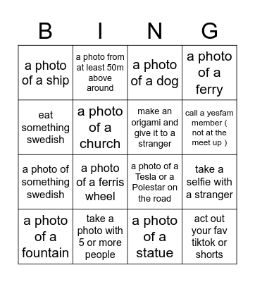 Yes Fam Bingo Game Bingo Card