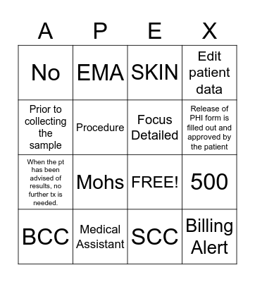 APEX Trivia Bingo Game 2 Bingo Card