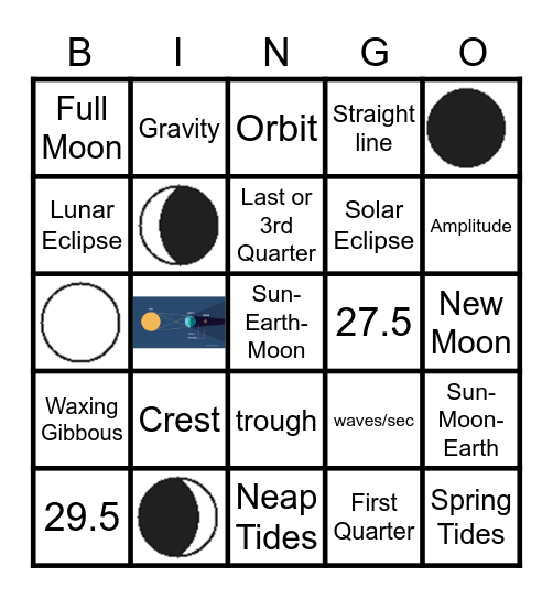 Moon Phases Bingo Card