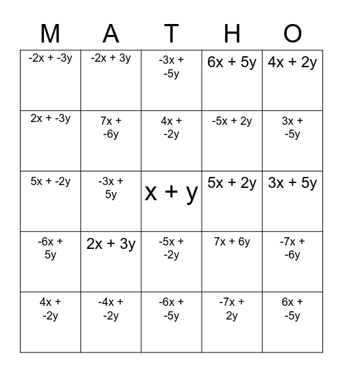 Maximize Your Total! Bingo Card