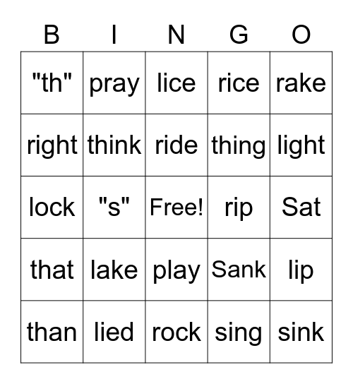 Pronunciation Bingo! Bingo Card