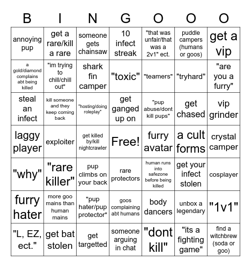 Kaiju Paradise Bingo Card