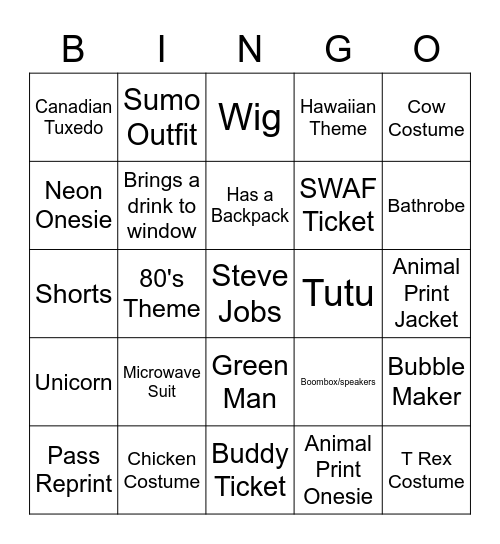 Closing Day Bingo Card