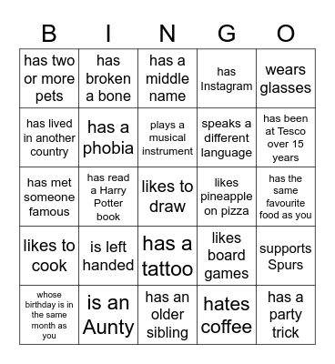 Find someone who: Bingo Card