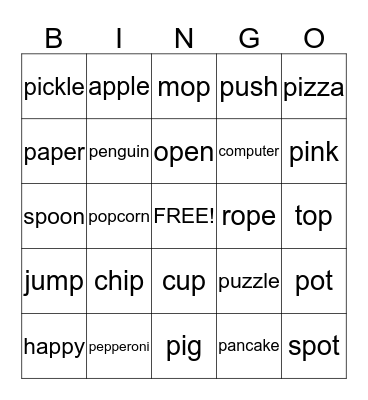 /P/ Bingo Card