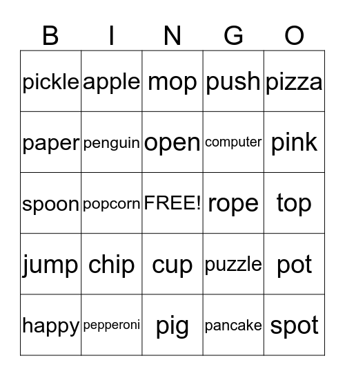 /P/ Bingo Card