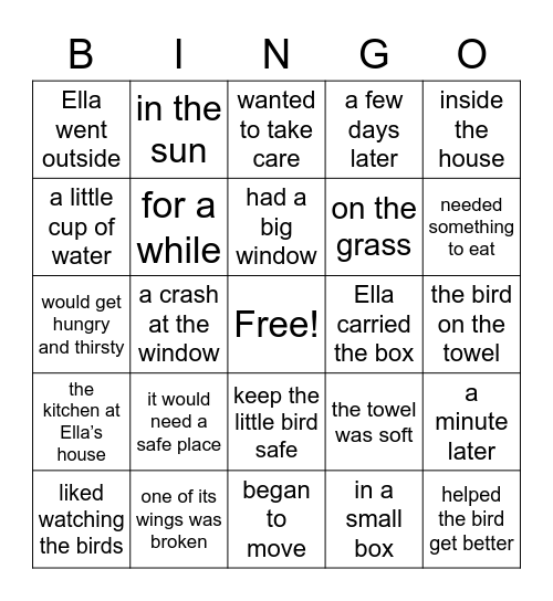 Ella Bingo Card