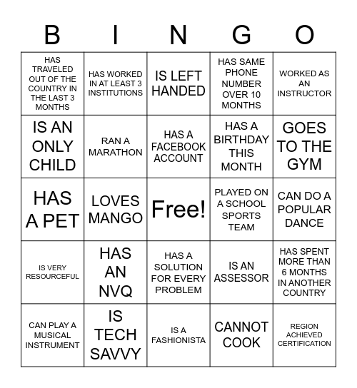 NTPD IMPACT BINGO Card