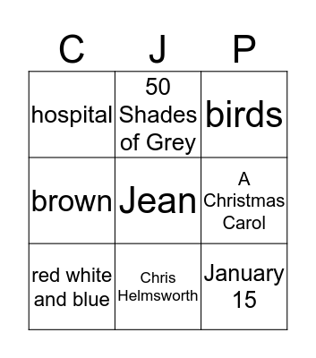 CAROLE'S birthday Bingo Card