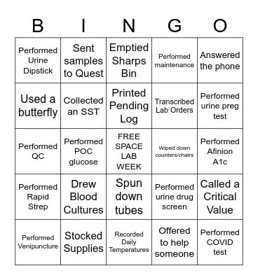 Lab Week Bingo Card