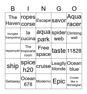 Norwegian Bingo Card