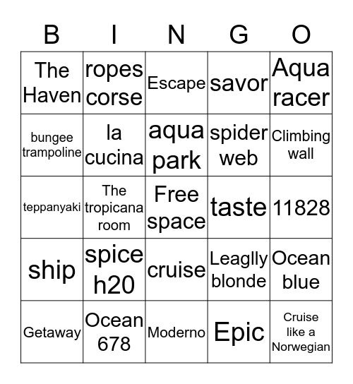 Norwegian Bingo Card