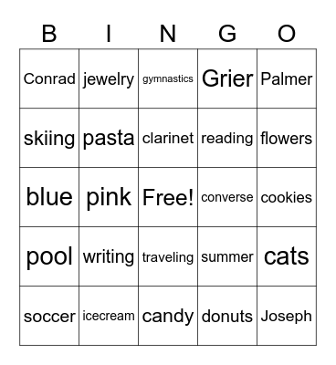 Happy Birthday, Caroline! Bingo Card