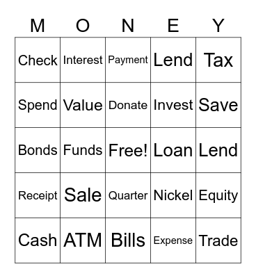 SSC Money Bingo Card