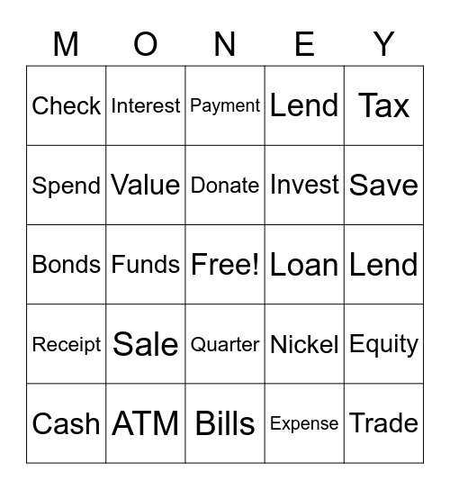 SSC Money Bingo Card