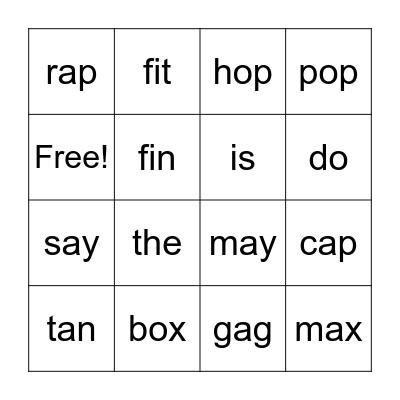 Sonday Bingo Card