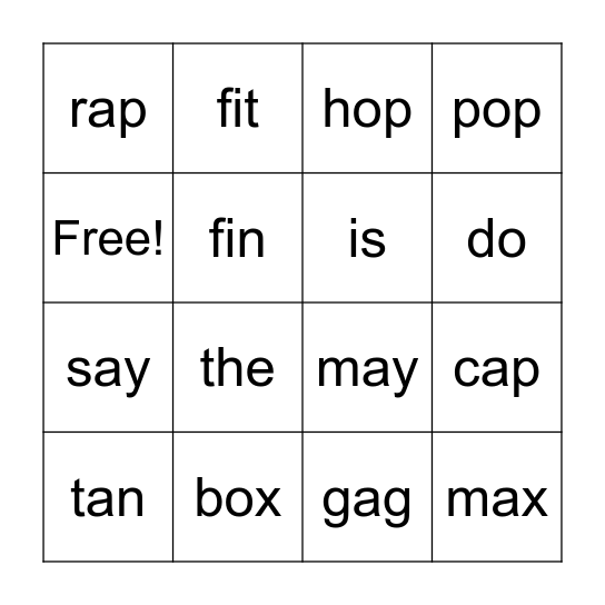 Sonday Bingo Card