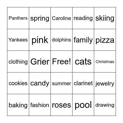 Happy Birthday, Caroline! Bingo Card