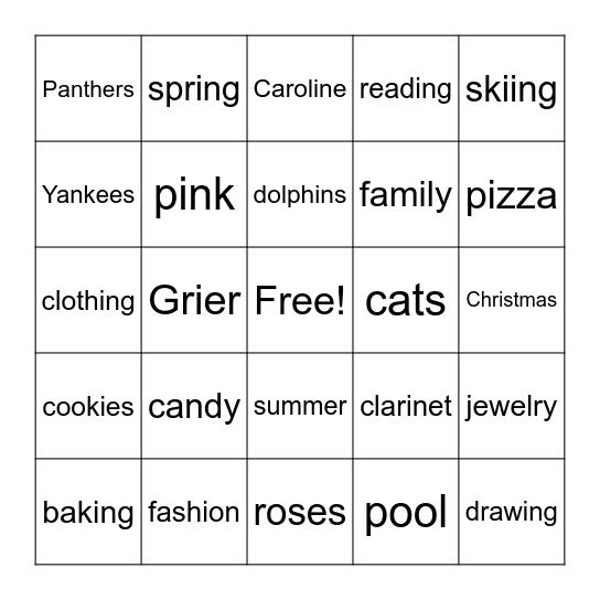 Happy Birthday, Caroline! Bingo Card