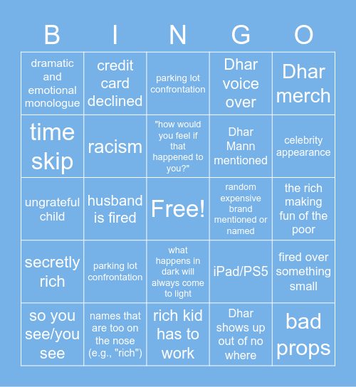 Dhar Mann Bingo Card