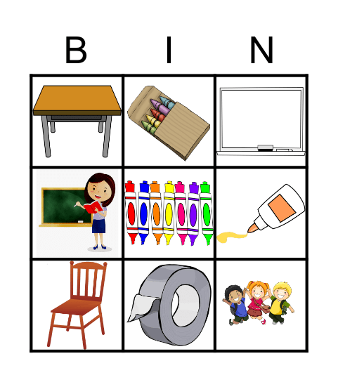 School supplies Bingo Card