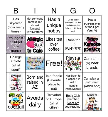 Getting to Know the PDC Bingo Card