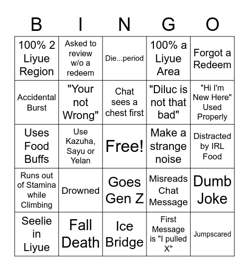 Westule Exploration Bingo Card