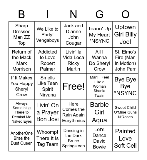 Music BINGO Card