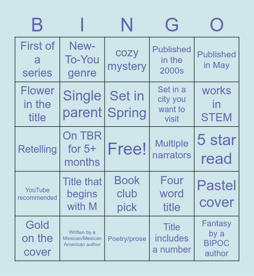 May Book Bingo Card